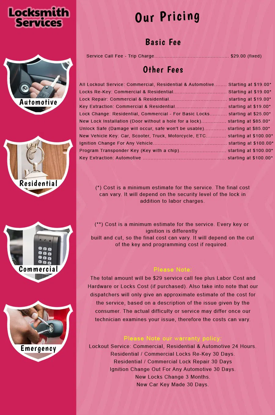 Beverly NJ Locksmith Store Beverly, NJ 609-456-0441 - price-list-c-18